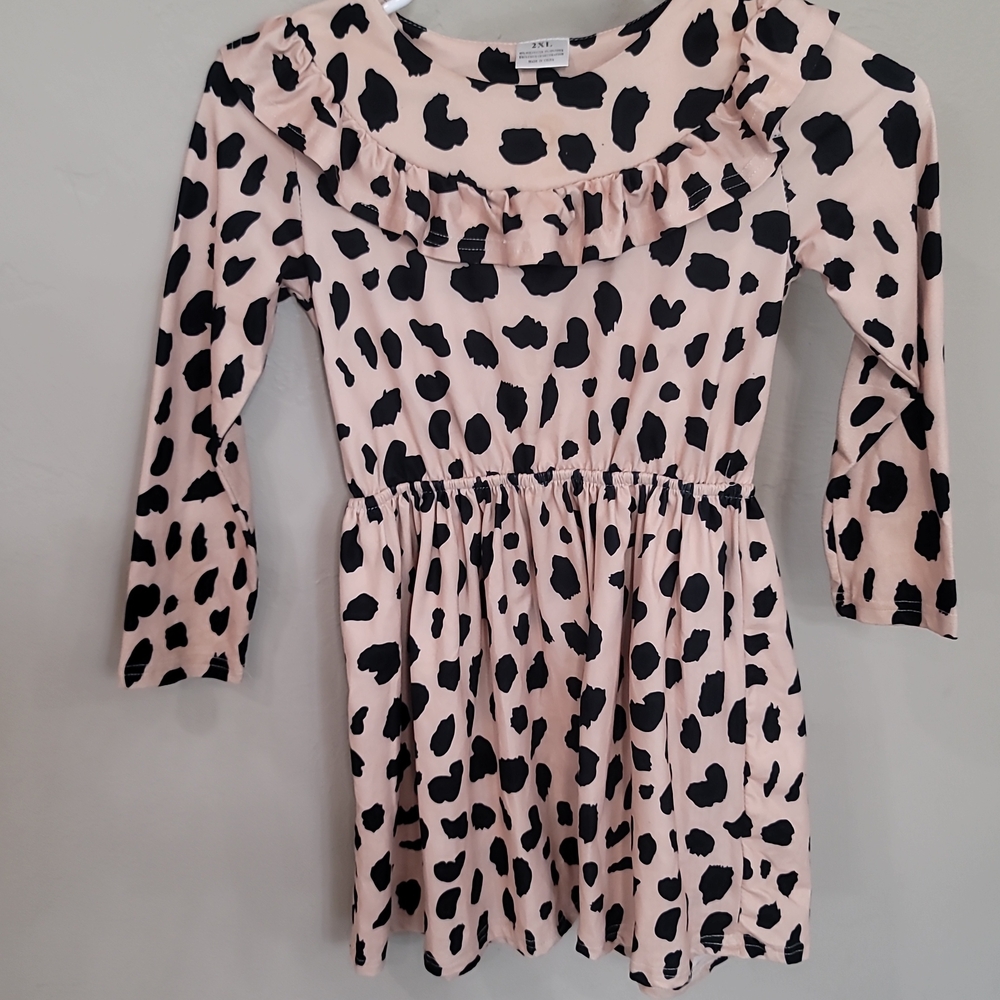 Stylish Kids Dress with Ruffle Neckline